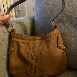 Vintage YSL shoulder bag with stitched logo with COA